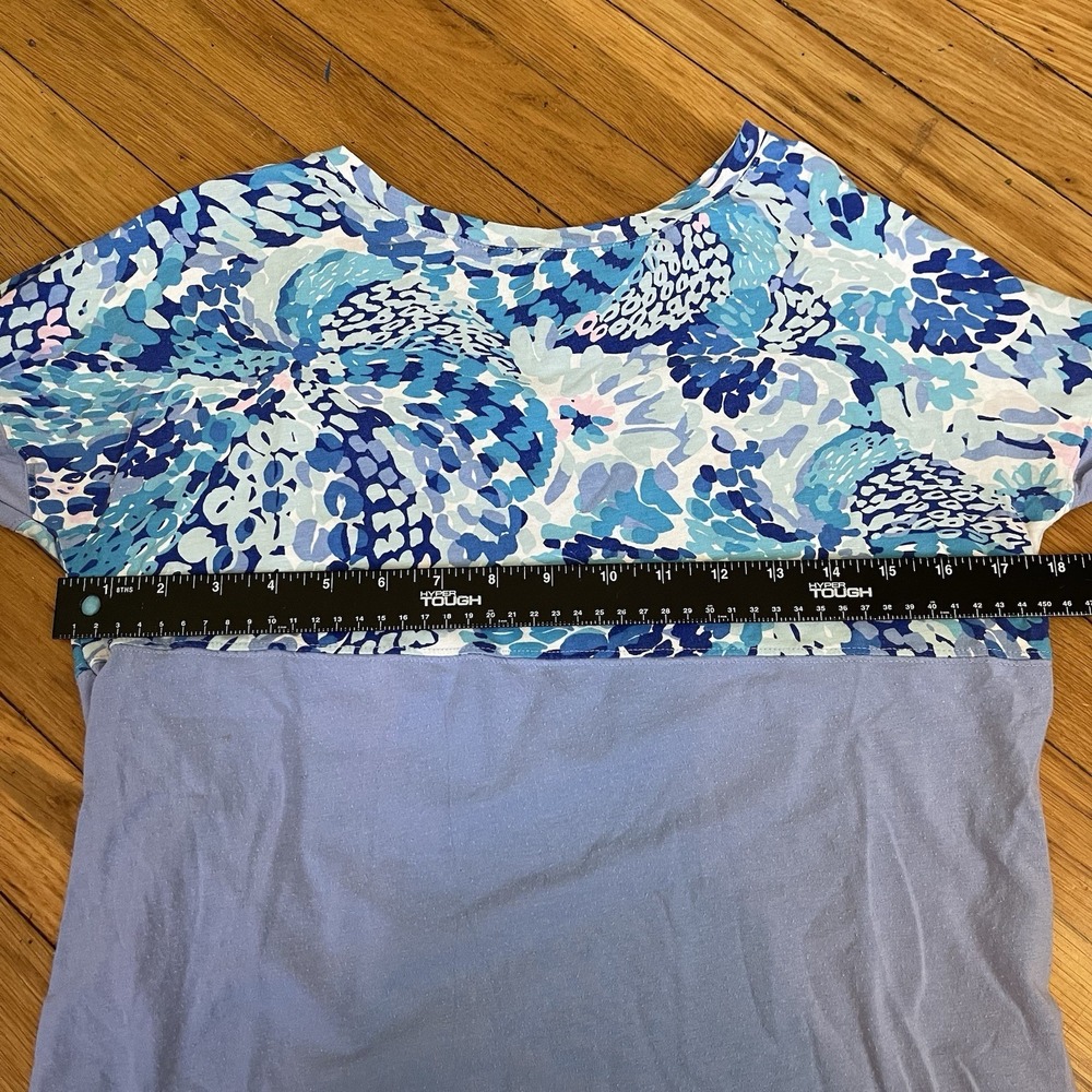 Lilly Pulitzer XS Long Sleeve Shirt Purple Floral Color Block Graphic Sleeve - Picture 9 of 9